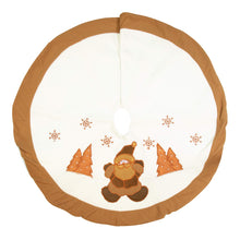 Load image into Gallery viewer, Woodland Tree Skirt White and Brown, 90cm in diameter
