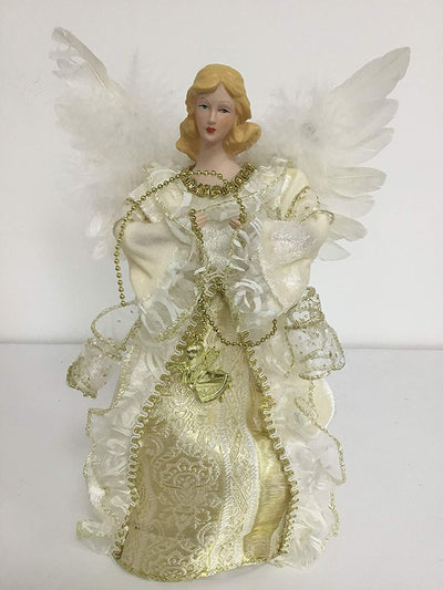 30cm cream & gold angel holding bead garland