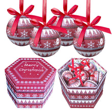 Load image into Gallery viewer, 75 mm 14-Piece Nordic Design Decoupage Baubles Red
