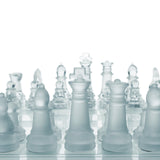 Glass chess and draughts game set detail
