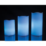 Three LED pillar-style candles colour-changing display