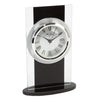 Wm Widdop black and clear glass mantel clock with Roman numerals