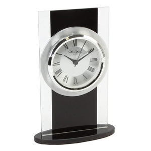 Glass and black modern mantle clock