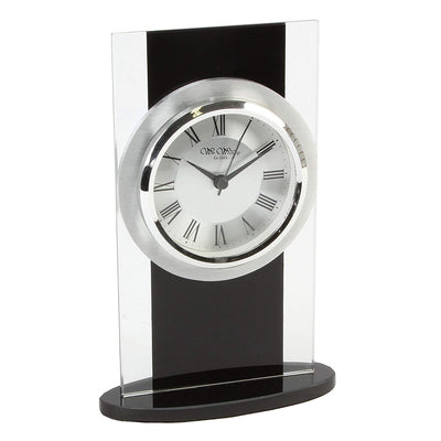 Glass and black modern mantel clock