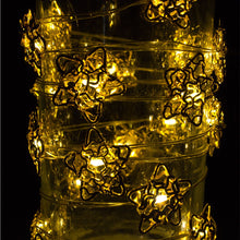 Load image into Gallery viewer, Battery Operated 20 Micro Warm White LED Golden Metal Star String Lights
