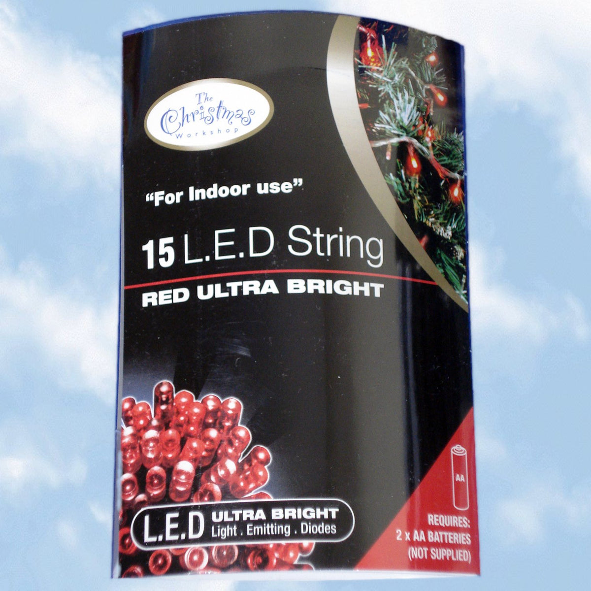 Red battery-operated LED string lights