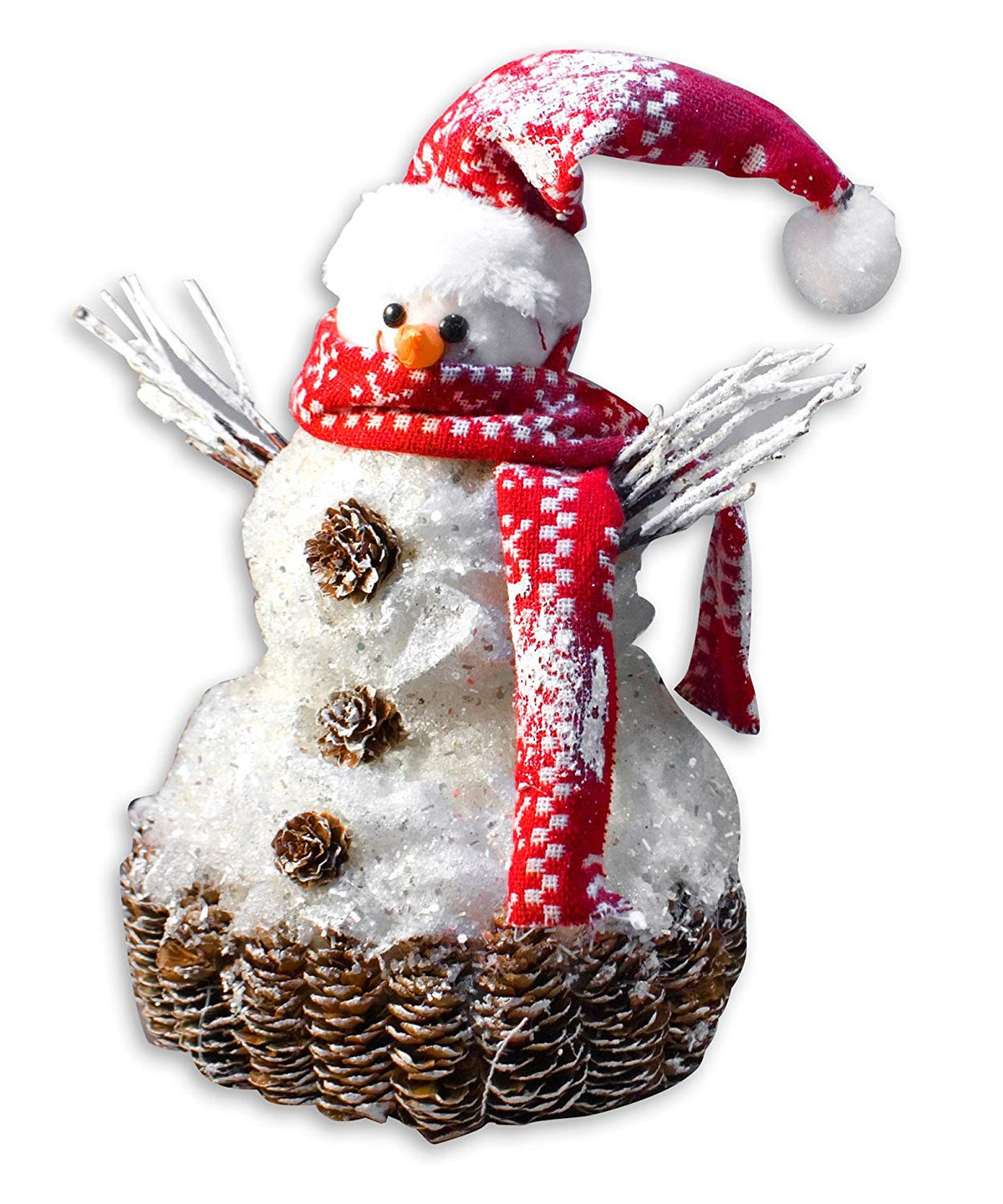 35cm sparkle snowman Christmas decoration with red hat and scarf