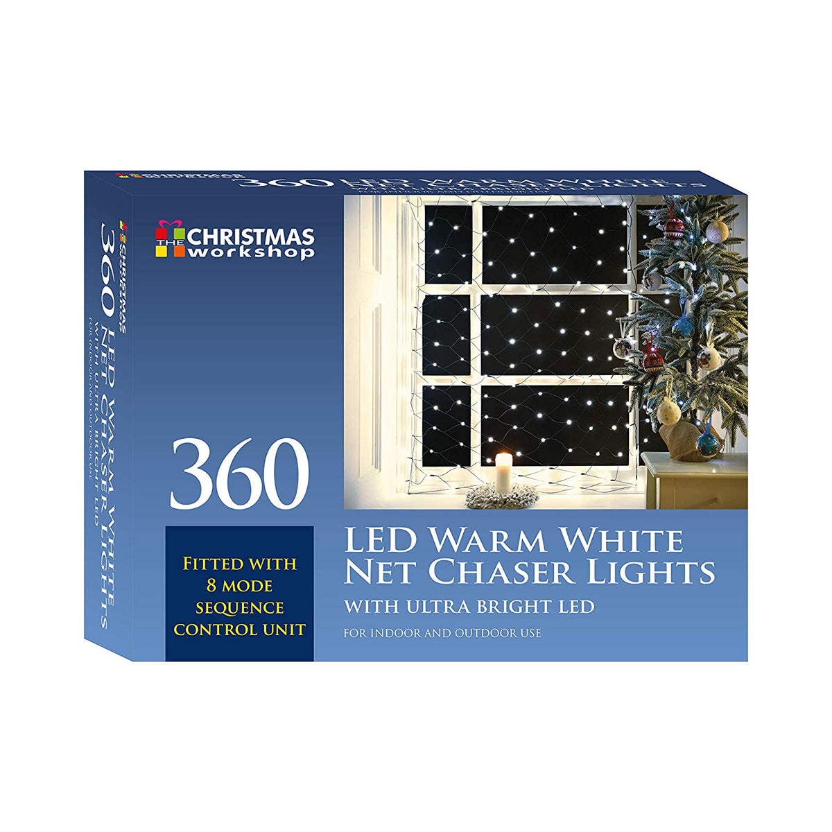 360 warm white LED Christmas net lights alternate view