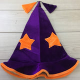 Orange neon witch wizard Halloween hat
