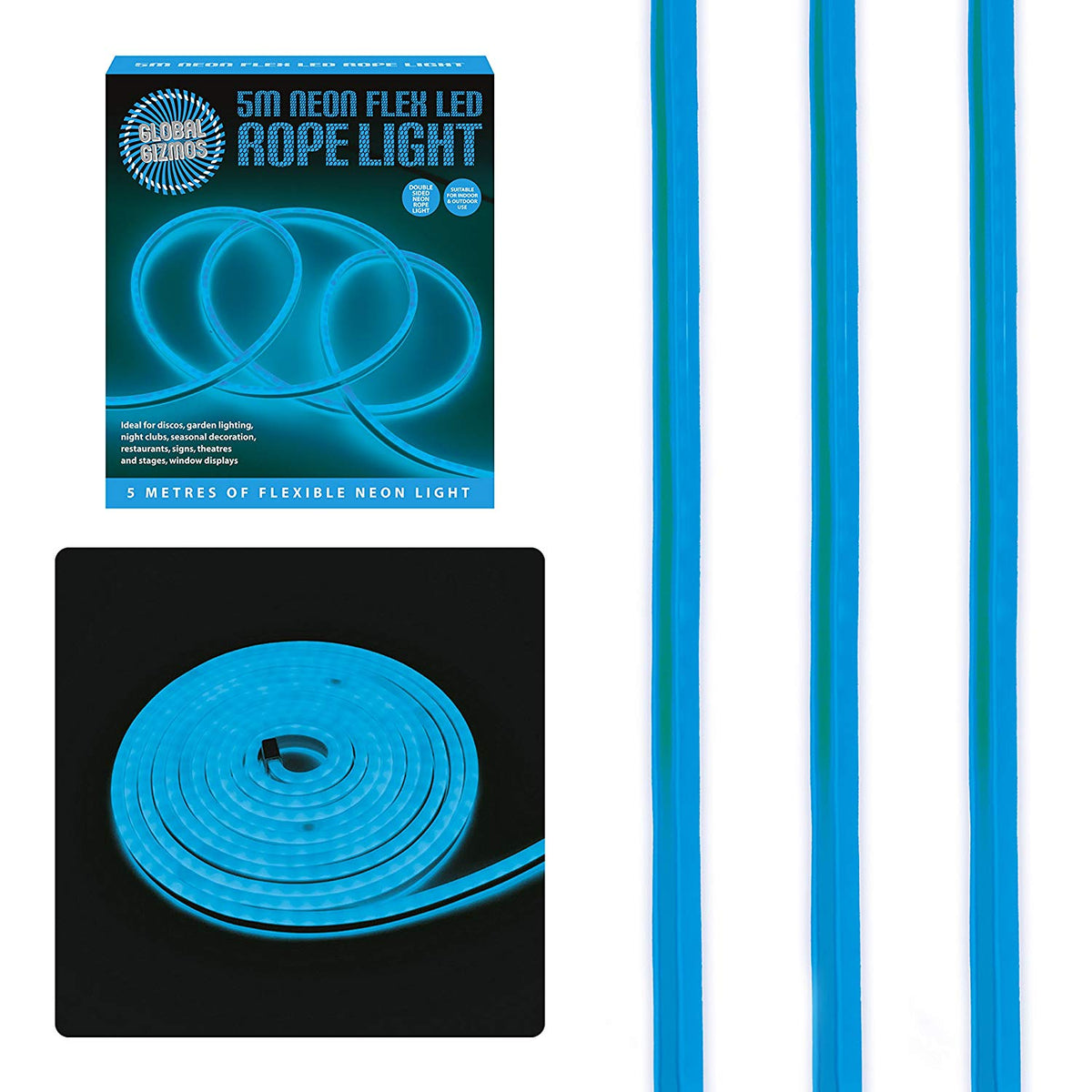 5m blue LED neon flex rope light