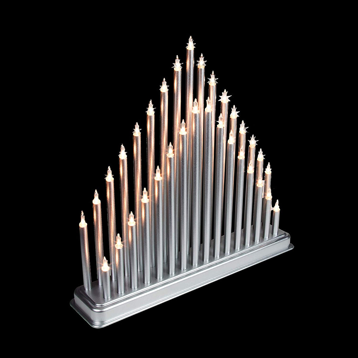Silver Christmas candle bridge with 33 warm white LED lights