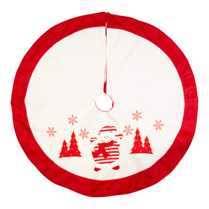 Snowman Tree Skirt, White and Red, 90cm in diameter