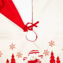 Load image into Gallery viewer, Snowman Tree Skirt, White and Red, 90cm in diameter
