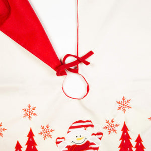 Snowman Tree Skirt, White and Red, 90cm in diameter