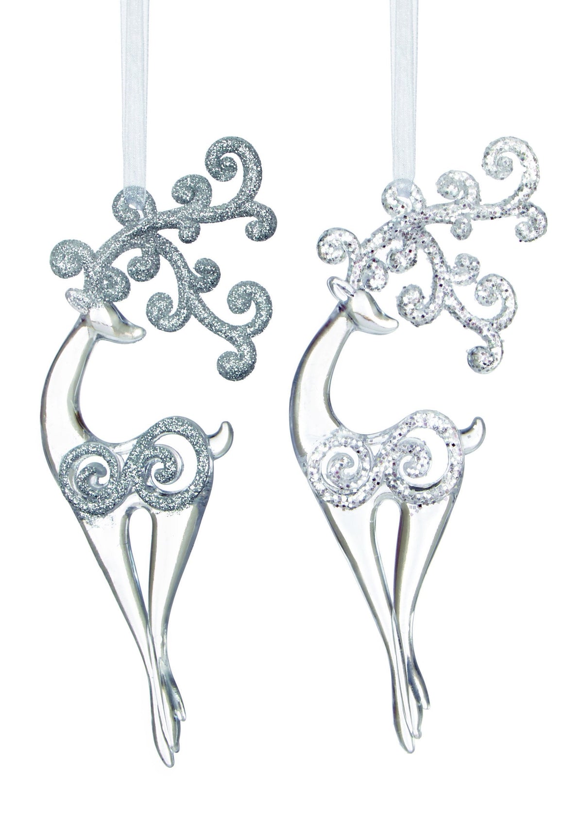Premier clear glitter reindeer Christmas decoration