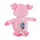 Walking talking pink plush pig toy detail view
