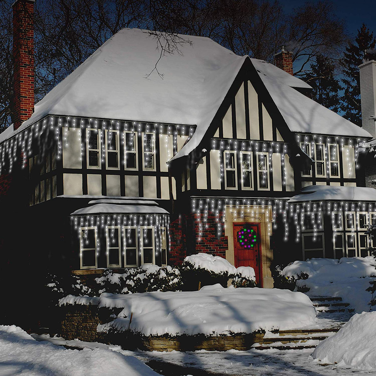 240 brilliant white LED snowing icicle lights