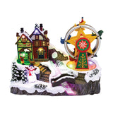 Animated Christmas Ferris wheel ornament detail view