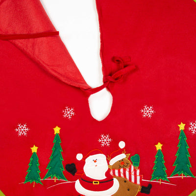 Reindeer Tree Skirt, Red and Green, 90cm Diameter