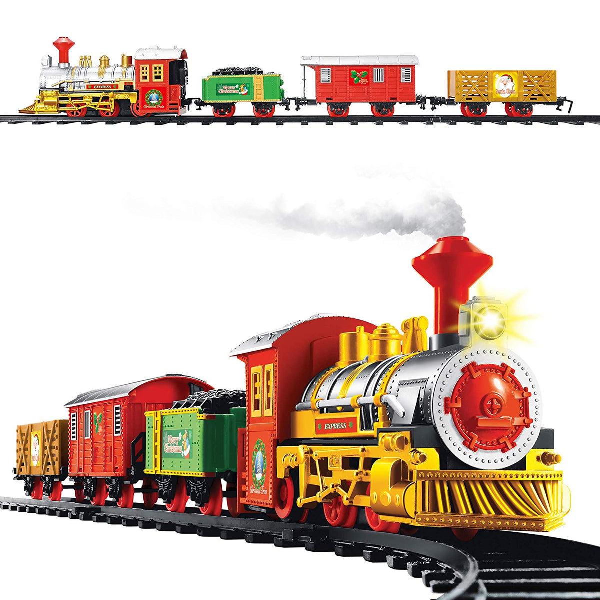 14-piece Christmas train set with 3 carriages sound and headlight