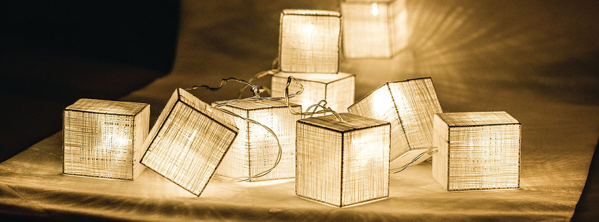 HQ HQLEDSLSQRCOT cotton cube string lights 10 warm white LEDs