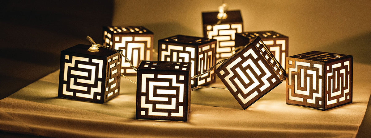 HQ HQLEDSLSQRWD wooden cube string lights 10 warm white LEDs