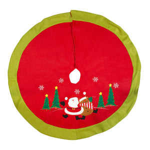 Reindeer Tree Skirt, Red and Green, 90cm Diameter