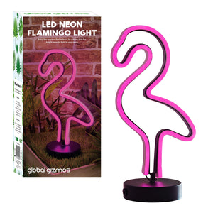LED Neon Flamingo Light 30cm Powered by Battery or DC Adapter - Fun Indoor Table Lamp Perfect for a Themed Party, Living Room, Bedroom or as a Gift