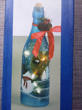 Load image into Gallery viewer, XMAS 29 CM LIT SNOWMAN BOTTLE &amp; WARM WHITE LEDS. PERFECT XMAS DECORATION OR GIFT
