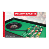 Tabletop roulette wheel with numbered game layout