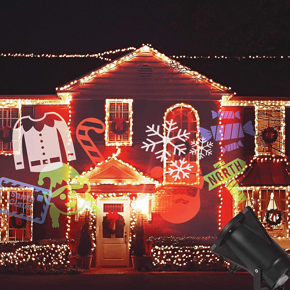 12-slide LED landscape projector for Christmas, Halloween and parties