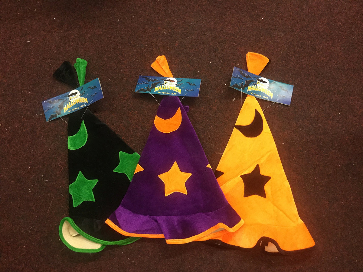 Neon witch and wizard Halloween hat purple or orange