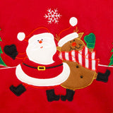 Red green Christmas tree base cover with Reindeer design