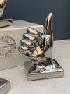 Set of Silver Hand Sculptures, Mirrored Victory Sculpture, Ok Hand