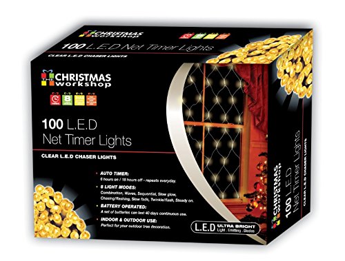 100 warm white battery-operated LED Christmas net lights