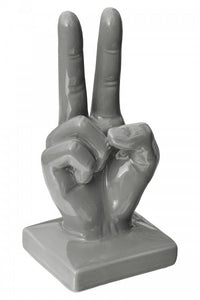 Ceramic Hand Victory Sign Grey
