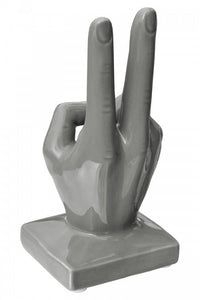 Ceramic Hand Victory Sign Grey