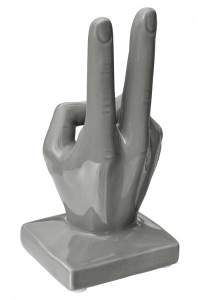 Ceramic Hand Victory Sign Grey
