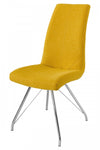 Yellow Madelina fabric dining chair with chrome frame