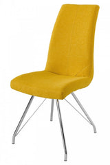 Yellow Madelina fabric dining chair with chrome frame