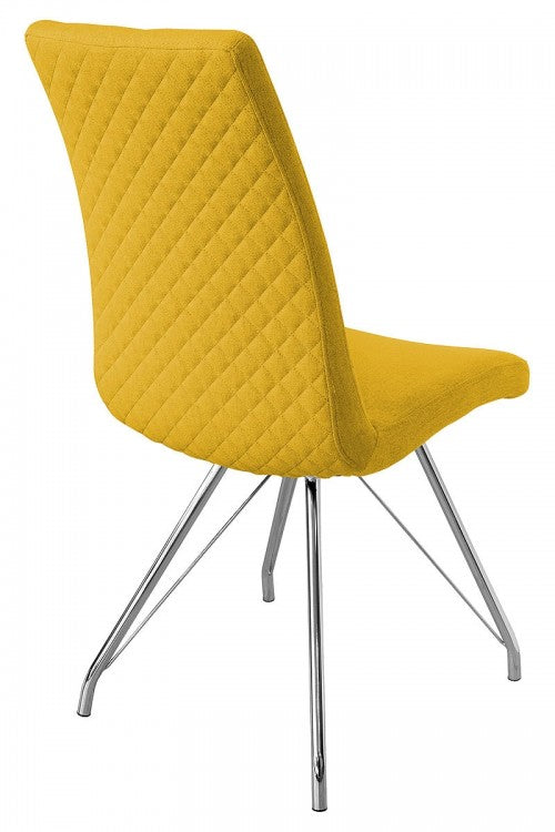 Yellow Madelina fabric dining chair rear view