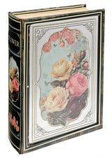 Mirrored floral storage book box with colourful rose design