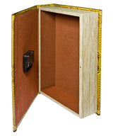 Vintage clock book box open to show hidden storage