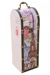 Decorative Paris wine bottle presentation case