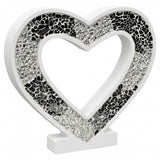 Mirrored mosaic glass standing heart decoration