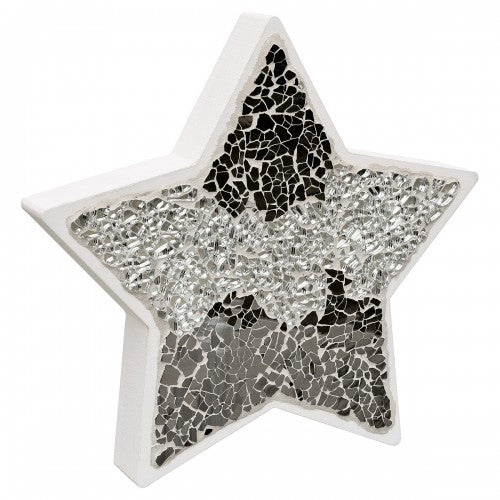 Mirrored mosaic glass standing star decoration