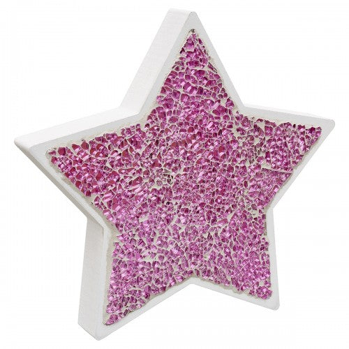 Pink mosaic glass standing star decoration