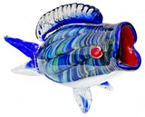 Blue glass big mouth fish sculpture