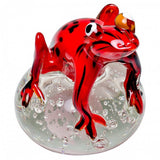 Red Jungle Frog Glass Paperweight