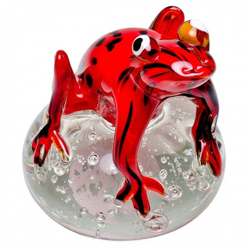 Red Jungle Frog Glass Paperweight